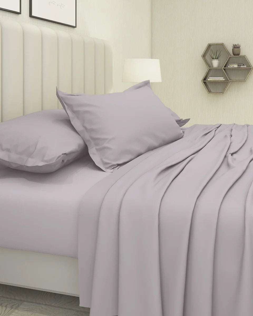 Premium Solid Light Lavender Cotton Bedsheet Set | Ultra Soft & Breathable Bedding for Modern Bedrooms