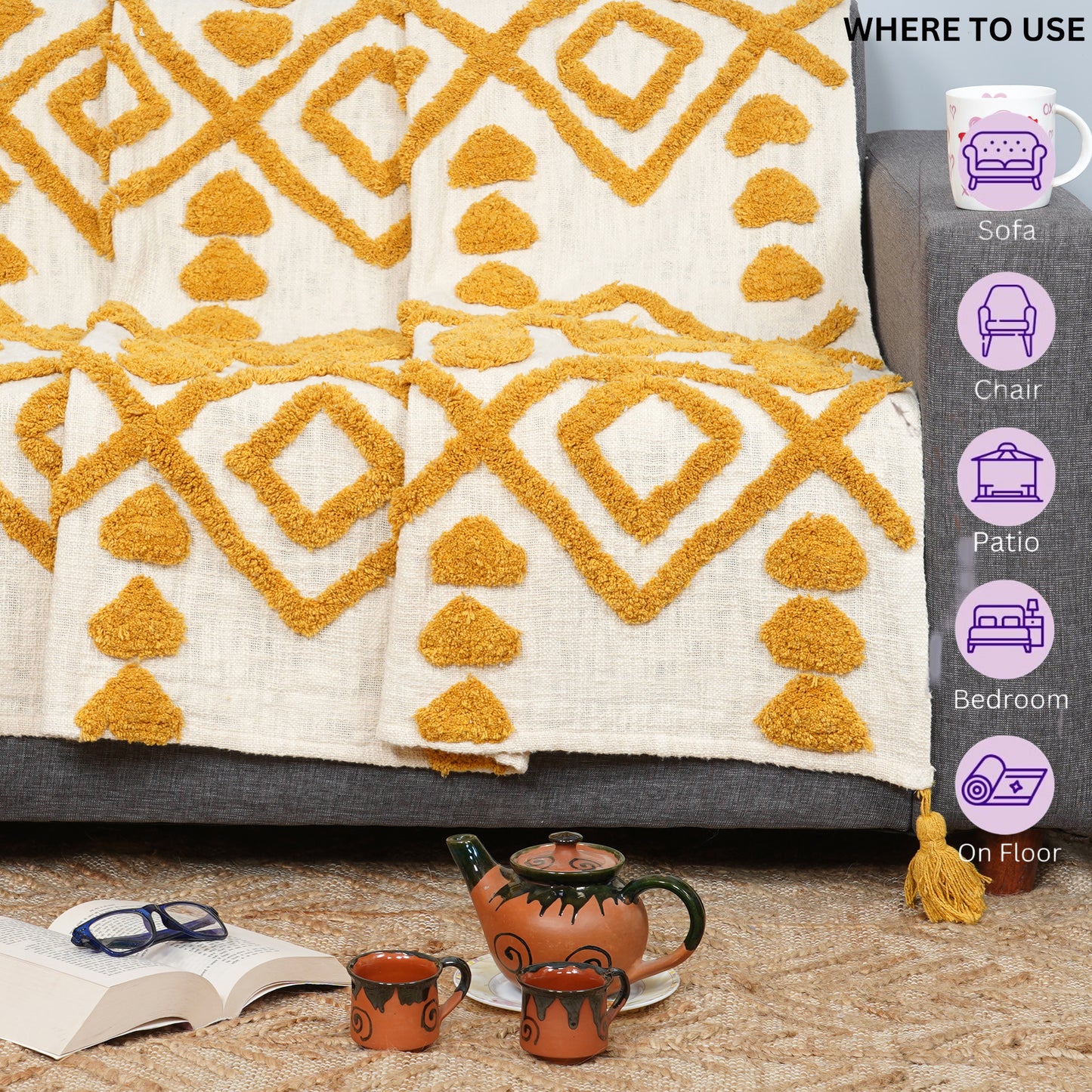 EMOLICA “Cozy, stylish, and hand-tufted – the perfect cotton throw for every season.”