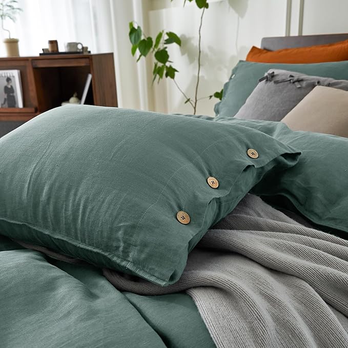 100% Organic Cotton Duvet Cover, Dusty Teal Bedding Set – Soft, Breathable & Minimalist Bedding set with pillow