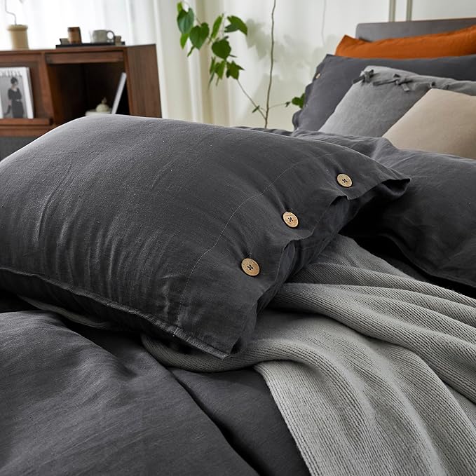 100%Cotton Luxury Duvet Cover Set , Charcol Gray Bedding set, Ultra Soft & Breathable Duvet Set With Pillowcase