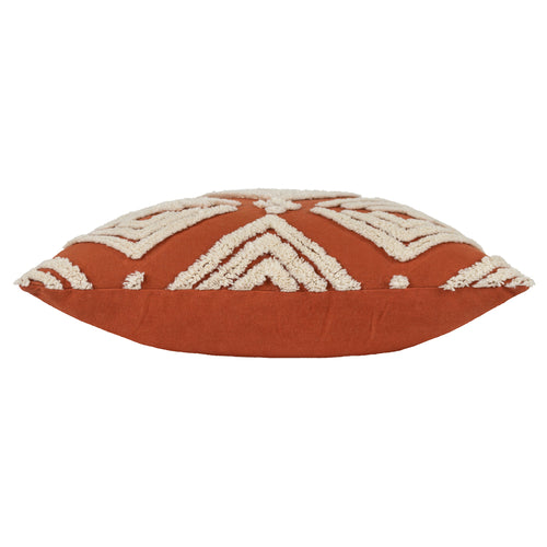 Rust Red & Cream Tufted Geometric Throw Pillow | Boho Diamond Accent Cushion Cover