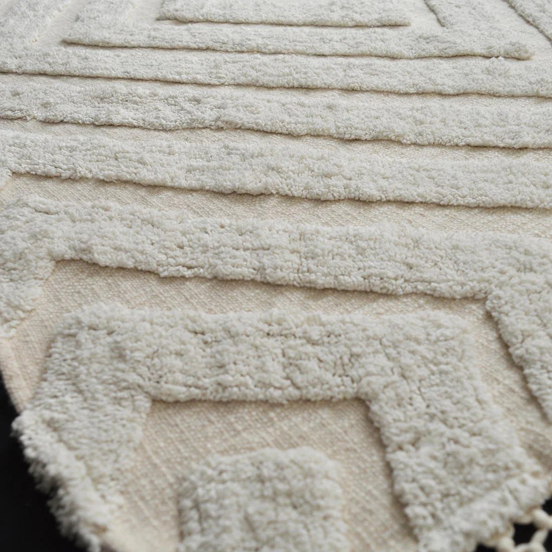 Ivory Tufted Throw Blankets with tassel - Handwoven Boho Decorative Bed & Sofa Throw