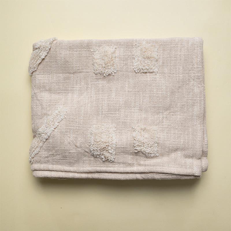 Cozy Natural Cotton Blend Throw with Textured Shag Design