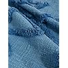 Blue Cotton Tufted Throw Blanket with Tassels – Soft Handwoven Sofa & Bed Throw