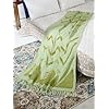 Boho Chic Lime Green Chevron Textured Throw Blanket with Tassels
