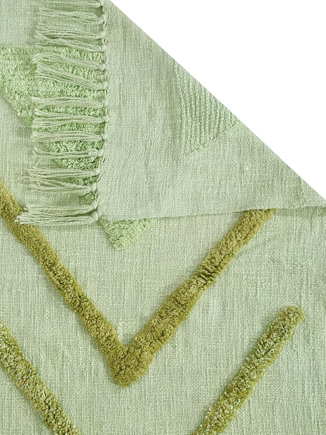Boho Chic Lime Green Chevron Textured Throw Blanket with Tassels